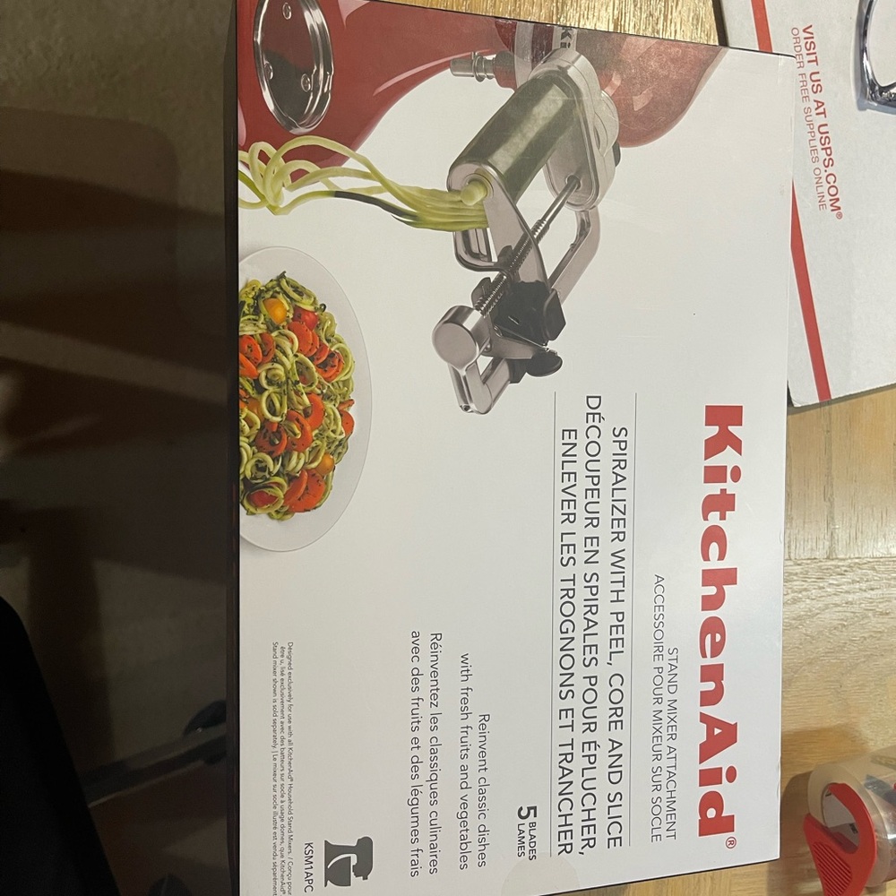 KitchenAid Red and Silver Spiralizer Attachment